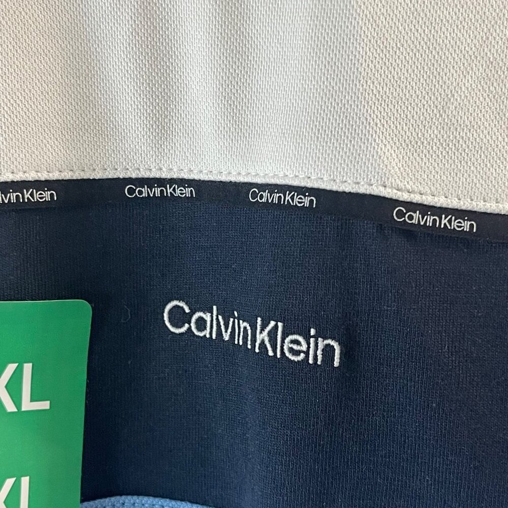 NWT Calvin Klein Mens Polo Shirt XL White & Blue Quick Dry Moisture-Wicking - Picture 4 of 12